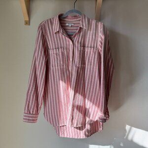 Madewell Craig Stripe Classic Ex-Boyfriend Flannel - pink stripe